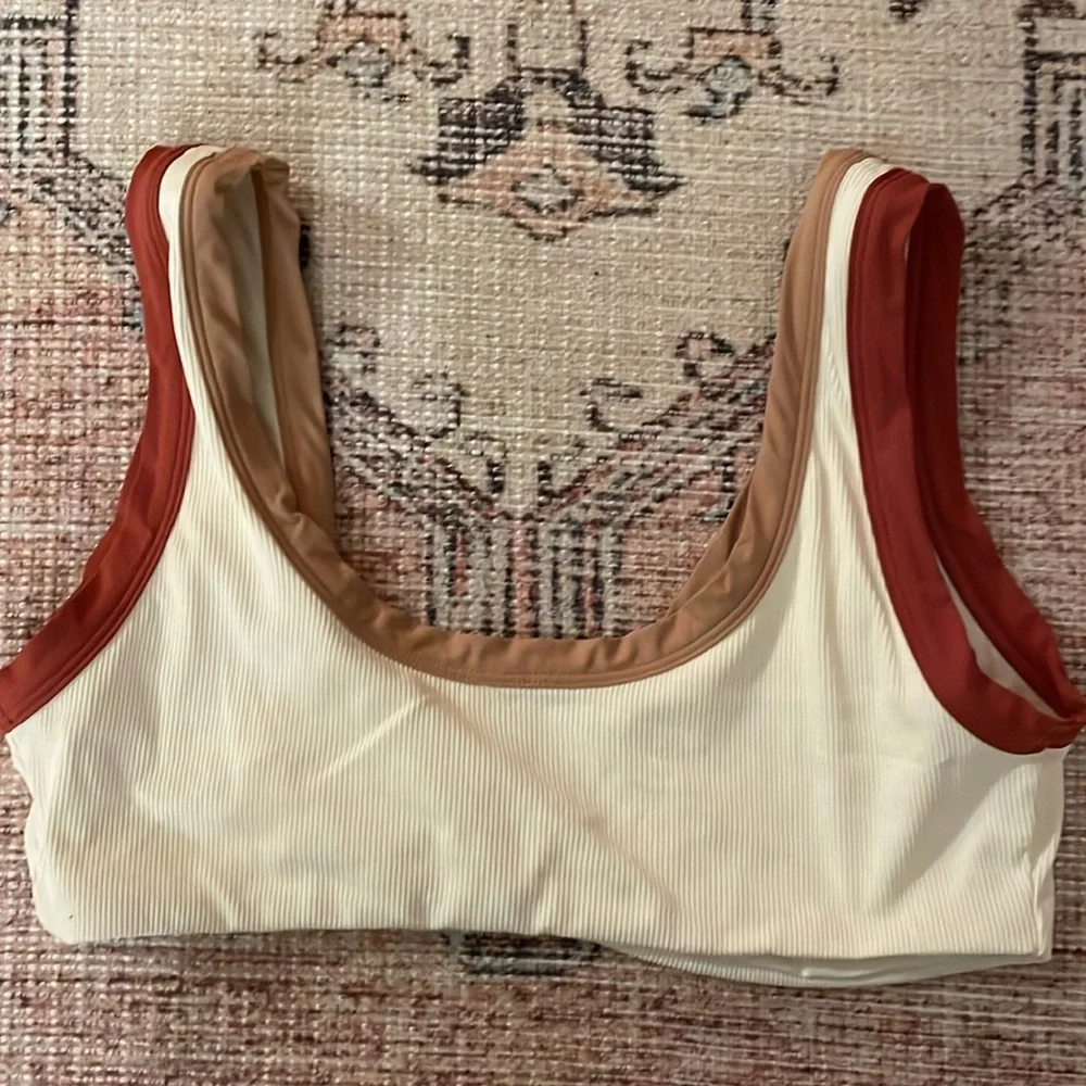 l*space Lala Ribbed‎ Bikini Top Cream Putty Brick XL NEW